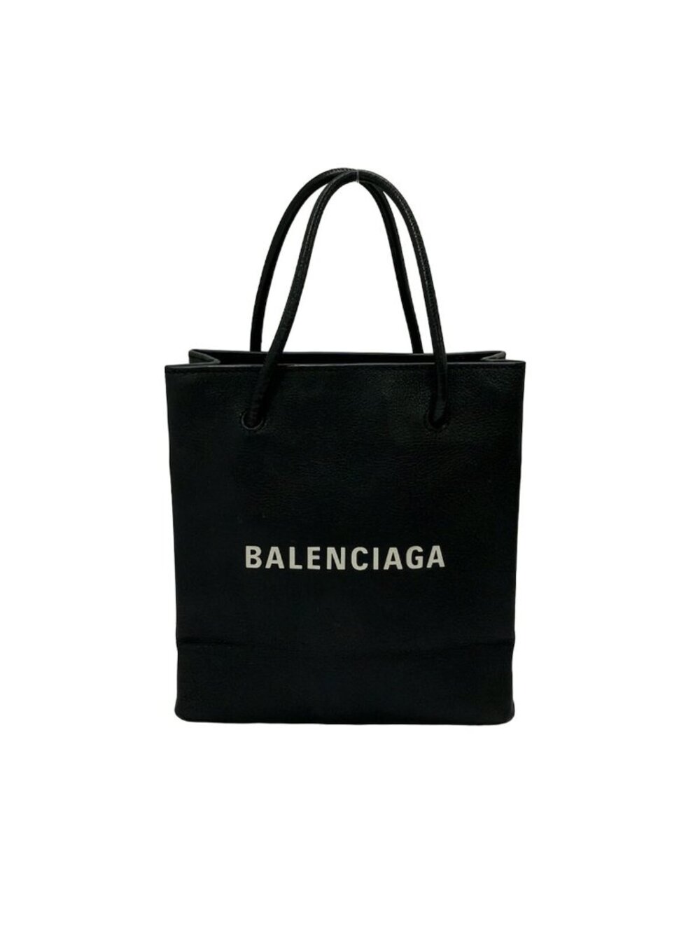 Balenciaga Tote Bag Shopping XXS Black Leather